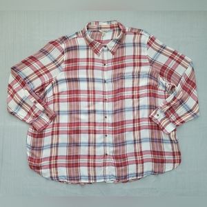 Lucky Brand Shirt Womens 3X Multicolor Long Sleeve Button Up Plaid Bungalow
